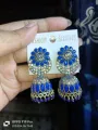 Silver Indian Stone Jhumka Earrings. 