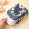 1 PC Cat Pattern Printed Sanitary Napkin Storage Bag, Women's Lightweight Tissue Bag, Sanitary Tissue Bag.
