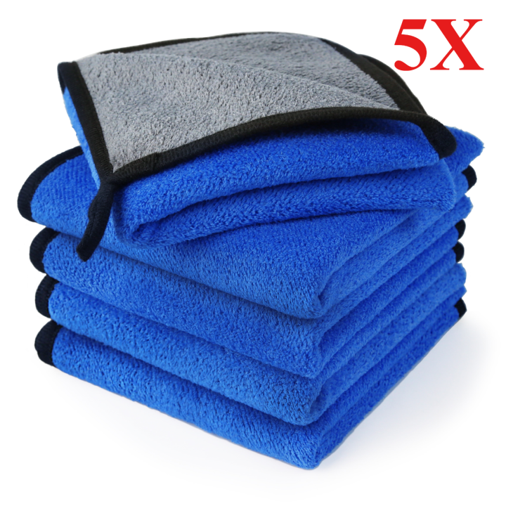 5PCS AB Double Sides Car Wash Microfiber Towel Cleaning Drying Cloth Drying Towel Car Care Detailing Car Wash Towel Supplies