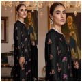 Floral Silk Dress with Organza Dupatta. 