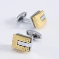 New Fashion Man Rectangle Silver Plated Gold Cufflinks French Style Shirt Mens Wedding Groom Luxury Brand Jewelry Gifts. 