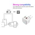 Suitable for Apple Mobile Phone PD Fast Charge Android European Standard Charging Head 20W Dual-Port USB + Type-C Charging Port. 
