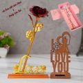 24k Rose Gift For With Love Stand & Lovely Love Box For Valentine Gift ( Total 3 Parts in a box).. 