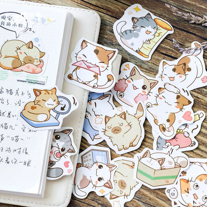 45pcs%20My%20cat%20Decorative%20Stickers%20Adhesive%20Stickers%20DIY%20Decoration%20Diary%20Japanese%20Stationery%20Stickers%20-%20Image%202