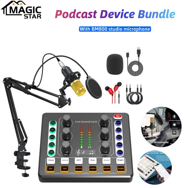 Podcast-apparatuurbundel, audio-interface met cardioïde