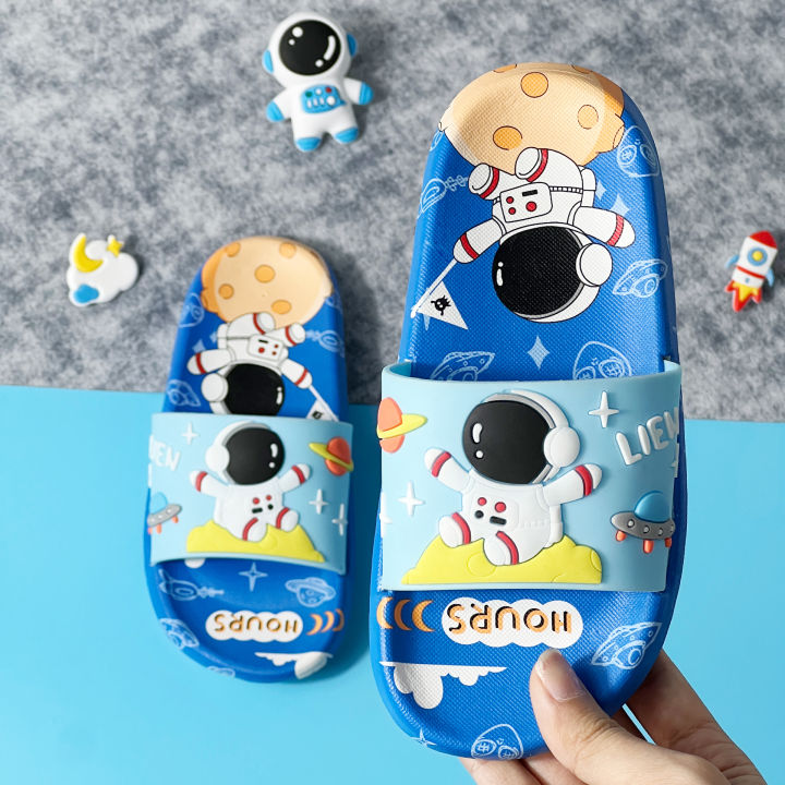 Children‘s Spaceman Slides Cute Cartoon Astronaut Toddler Slippers for Boys and Girls Open-Toed Sandals