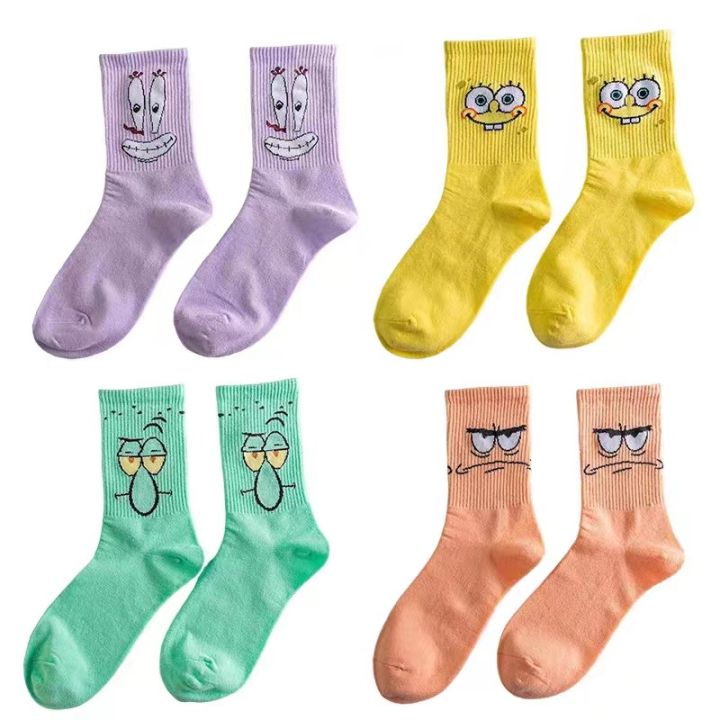Cartoon%20SpongeBobs%20Women's%20Socks%20High%20Quality%20Fashion%20Men's%20Women%20Sock%20Printed%20Casual%20Hip-Hop%20Personality%20Adult%20Couple%20Stockings%20-%20Image%202