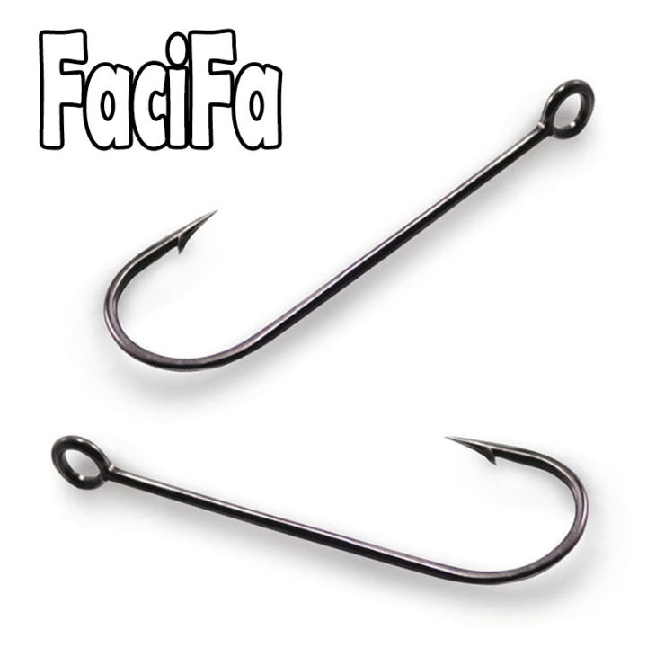 25 pcs Big Eyelet Fishing Hook Long Shank Barbed Round Bent Joint Hook Big Eye Ring Worm Hook Fishing Lure Spoon Spinner