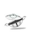 Steel Triply Honey Comb Non stick Kadai 24 cm. 