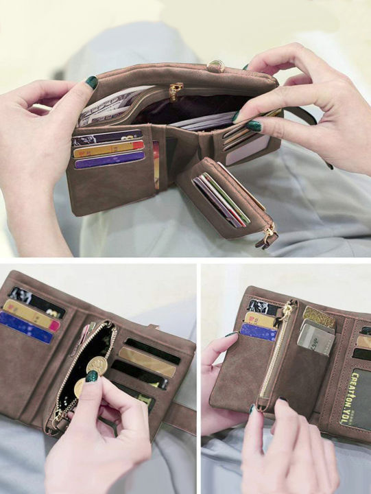 Women's%20short%20frosted%20wallet%20Korean%20version%20student%20small%20fresh%20cute%20Tri-fold%20%20multi%20cardslot%20zero%20wallet%20multifunctional%20wallet%20-%20Image%206
