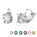 ZAKOL Shiny 7mm Cubic Zircon Ear Cuffs Earring Round Crystal Fake Piercing Clip Earrings For Women Wedding Party Jewelry. 