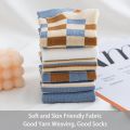 6 Pairs of Women's Spring and Summer Four Season Striped Plaid Fashion Trend Simple and Comfortable Sports Style Socks. 