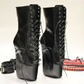 18CM Extreme High Heel Hoof Sole Heelless Wedge Ballet Boots Pointed Toe Lace-up Mixed Colors Ankle Boots.