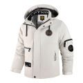 Men's Winter Hooded Parker Windproof Jacket Removable Hood Multiple Embroidered Badges Thick Warm Lined Outdoor Casual Jacket.