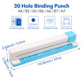 30 Hole Punch Binding Machine, Hand Push Loose Leaf Hole Punch, A4 A5 A6 A7 B5 B6 B7 Book Binder Notebook Coil Spiral Binding.