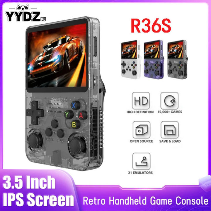 Open Source R36S Retro Handheld Video Game Console Linux System 3.5 Inch IPS Screen Portable Pocket Video Player 64GB Games