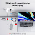 PULWTOP 10-in-1 Powered USB C Hub, USB 3.2 Data Hub with USB A/C 10Gbps,  USBA 5Gbps, 100W PD, 24/45W Type-C Charging Ports. 