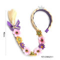 PESENAR Princess Dress up Wigs, Princess Rapunzel Long Braided Wig Headbands with Flowers Adorn for Girls Costume Accessories.