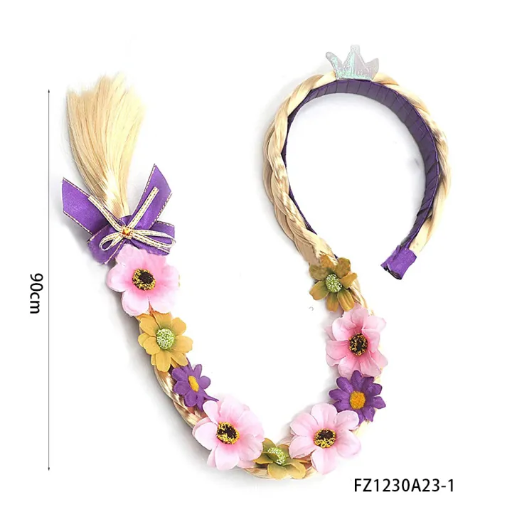 PESENAR%20Princess%20Dress%20up%20Wigs,%20Princess%20Rapunzel%20Long%20Braided%20Wig%20Headbands%20with%20Flowers%20Adorn%20for%20Girls%20Costume%20Accessories%20-%20Image%203