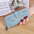 Women Wallet PU Leather Purse Female Long Wallet Gold Hollow Leaves Pouch Handbag For Women Coin Purse Card Holders Clutch. 