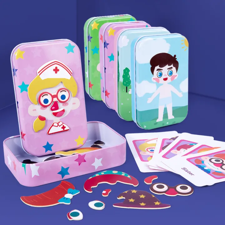 Magnetic%203D%20Puzzle%20Children%20Dress%20Up%20Change%20Facial%20Expression%20Game%20Iron%20Box%20Jigsaw%20Early%20Education%20Imagination%20Toys%20Girls%20%20-%20Image%204