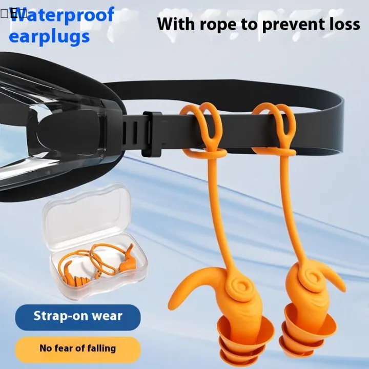 Ear Plug With Rope 〔E〕Silicone Swim Ear Plugs With Rope Waterproof Anti Noise Pool ...