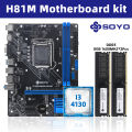 SOYO H81M Gaming Motherboard Set Intel i3-4130 Processor and DDR3 16GB 1600mhz RAM M.2 NVME PCIEx16 HDMI VGA Interface LGA 1150.