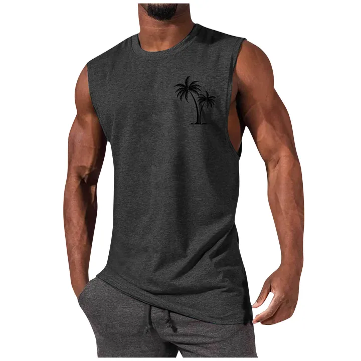 2025%20Men'S%20Muscle%20Fitness%20Shirt%20Sports%20T-Shirt%20Gym%20Training%20Shirt%20Summer%20Casual%20Vest%20Tree%20Print%20Sleeveless%20Round%20Neck%20-%20Image%206