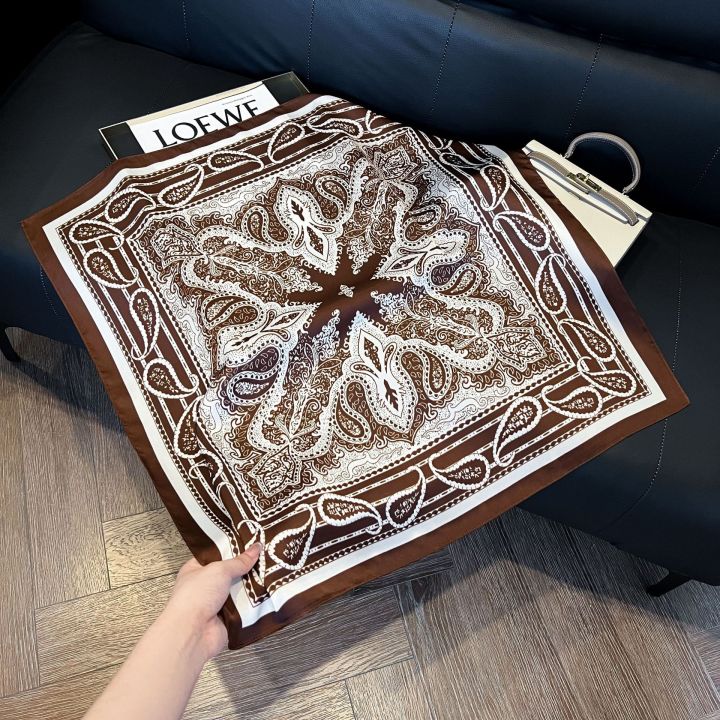 70x70cm Print Square Scarf For Women Silk Shawl Neckerchief Female Hair Bands Head Wraps Headband Foulard Satin Hijab Bandana