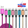 Nylon Braided Micro USB Cable Data Sync 2A Fast Charging 1M 2M 3M Charger Cable For Samsung Huawei HTC Android Phone USB Micro. 
