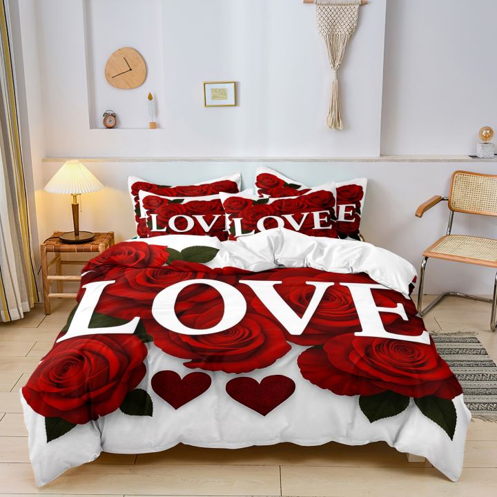 3Pcs%20Romantic%20Love%20Letter%20Red%20Rose%20Flower%20Pattern%20Bedding%20Set%20Included%201%20Duvet%20Cover%20&%202%20Pillowcases%20For%20Home%20Dorm%20Hotel%20Decor%20-%20Image%203