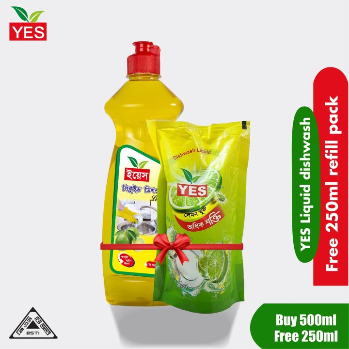 Yes%20Dishwash%20Liquid%20Lemon%20500ml+Free%20Dishwash%20250ml%20Refill%20Pack%20-%20Image%203