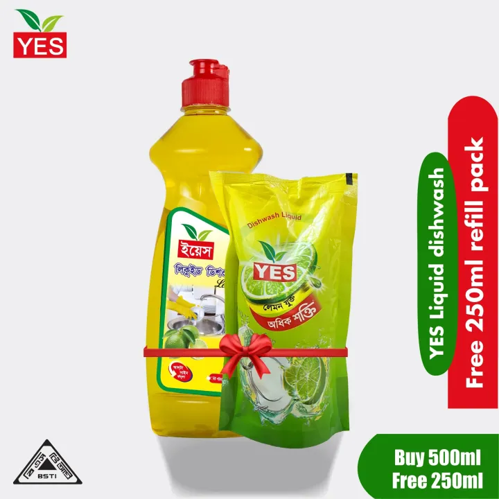 Yes%20Dishwash%20Liquid%20Lemon%20500ml+Free%20Dishwash%20250ml%20Refill%20Pack%20-%20Image%203