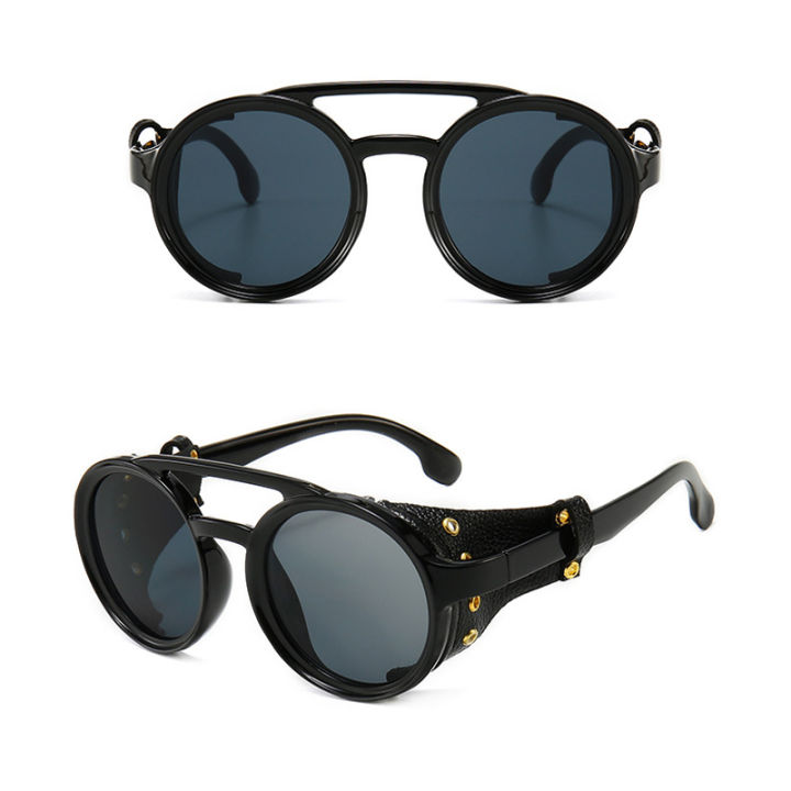 Steampunk%20Shields%20Sunglasses%20Men%20Women%20Classic%20Sun%20Glasses%20With%20Side%20Leather%20Round%20Eyewears%20Punk%20UV400%20Lens%20-%20Image%206