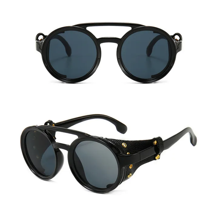 Steampunk%20Shields%20Sunglasses%20Men%20Women%20Classic%20Sun%20Glasses%20With%20Side%20Leather%20Round%20Eyewears%20Punk%20UV400%20Lens%20-%20Image%206