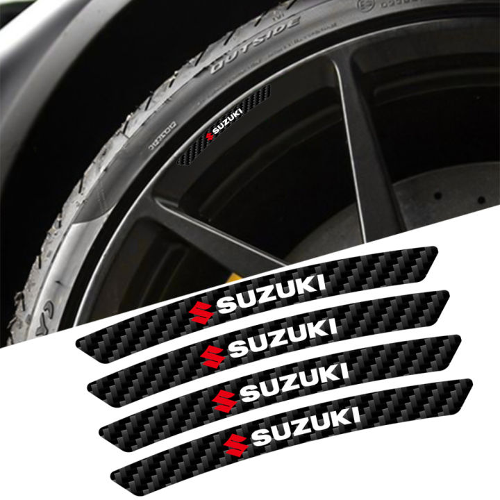 Suzuki Rim Sticker 4PCS Car Wheel Hub Rim Stickers Auto Carbon Fiber Decal for Suzuki ...