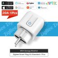 tuya Smart Plug Zigbee EU 16A/20A Smart Socket With Power Monitor Timing Voice Control Works Whit Alexa  Home Alice. 