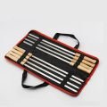 6/8pcs Kabab Koobideh Skewers 17 Inch Stainless Steel Grilling BBQ Skewer Reusable Barbecue Skewers Flat Stick with Wood Handle.