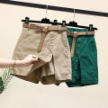 Chic Shorts Women Belt Korean Solid Buttons Side Slit A-line Streetwear Fashion Skirts Chic Harajuku Summer Loose Pants.