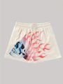 Summer Breathable Basketball Shorts Skull Flame Design Casual Athletic Running Training Gear Loose Unisex Basketball Short Moto.