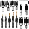 Wood Plug Cutter Drill Bit Set Tenon Dowel Maker Plug Hole Cutter Straight And Tapered Taper 6mm 10mm 13mm 16mm Woodworking Cor. 