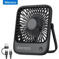 Warmco Mini USB Desk Fan Portable USB-C Fan 3-Speed Adjustable Quiet Small Personal Cooling Fan 180° Rotation for Home Travel. 