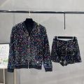 Premium Sequined Coat Women's Suit Jacket Zipper Top Baseball Uniform Casual Versatile and Thin Two-piece Women's Fashion.