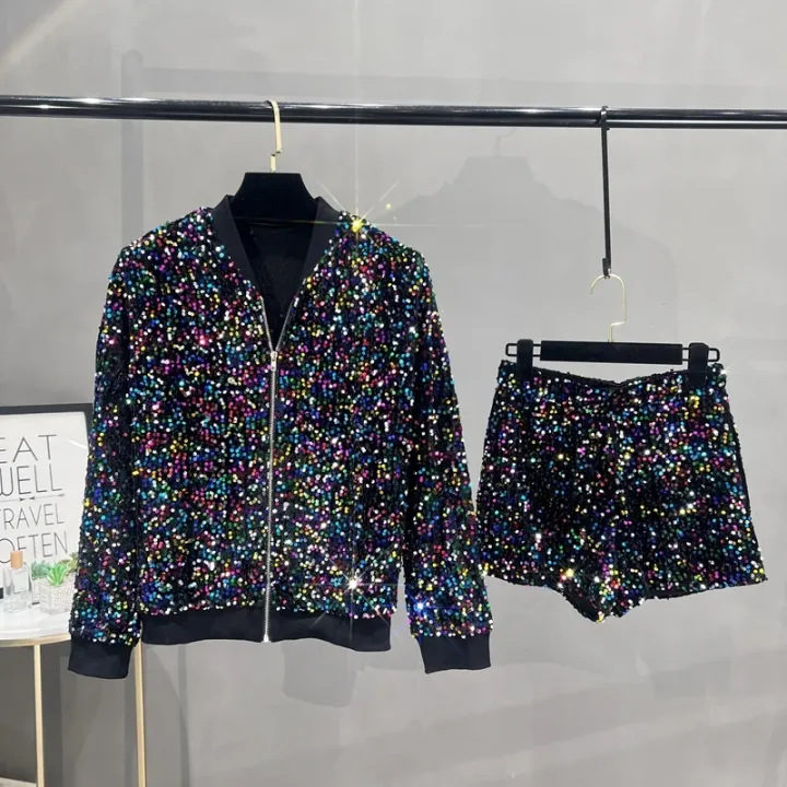 Premium%20Sequined%20Coat%20Women's%20Suit%20Jacket%20Zipper%20Top%20Baseball%20Uniform%20Casual%20Versatile%20and%20Thin%20Two-piece%20Women's%20Fashion%20-%20Image%205