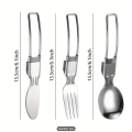 3PCS/1Set Portable Outdoor Camping Travel Picnic Foldable Stainless Steel Cutlery Set Spoon Fork Knife Tableware Outdoor Travel.