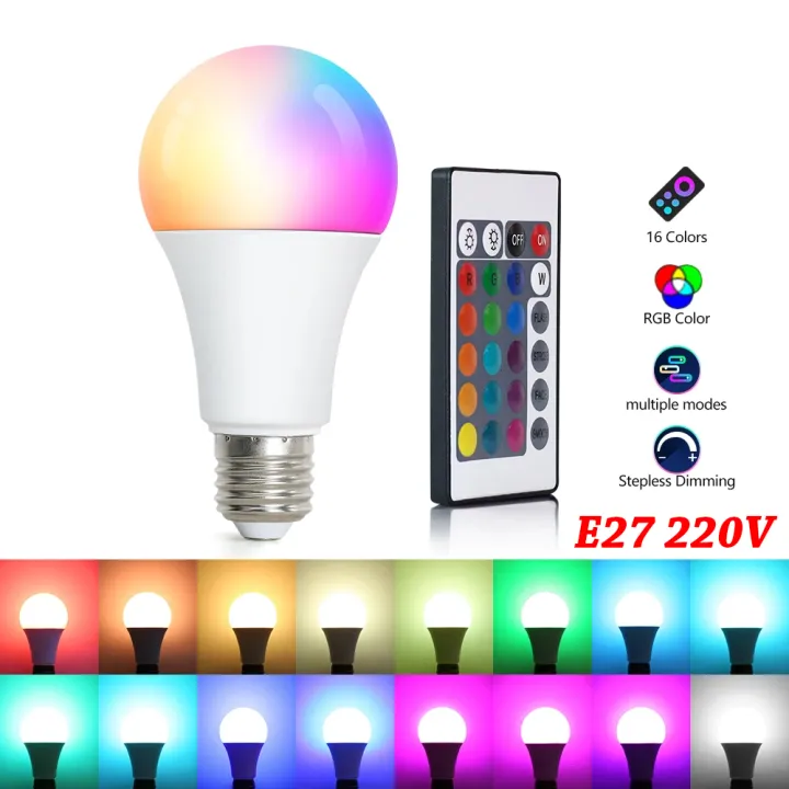 16 Colors RGB Bulb LED Multicolor Bulb E27 Base 220V Household Lighting ...