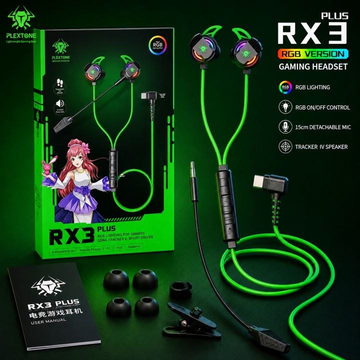 RGB Lighting Gaming Headset | Plextone RX3 Plus with Detachable Mic