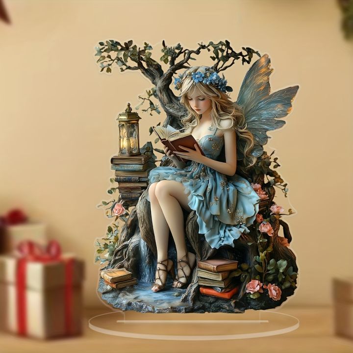 7in Acrylic Fairy Tale Angel Elf Can Stand Tabletop Decoration Home Office Club Cafe Decoration Friend Birthday  Photo Props