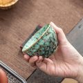 A Set of Handmade Ceramic Teacups, A Total of 5 Pieces, Traditional Kiln-changed Wuxing Kung Fu Teacup, Jianzhan Style.