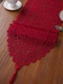 Red Lace Table Cloth Runner for Wedding Banquet Decorations, Christmas Party Table Decor, Red, 13 x 59 Inch.